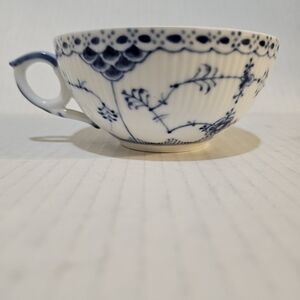Vintage Royal Copenhagen Denmark Blue Fluted Half Lace Tea Cup #525